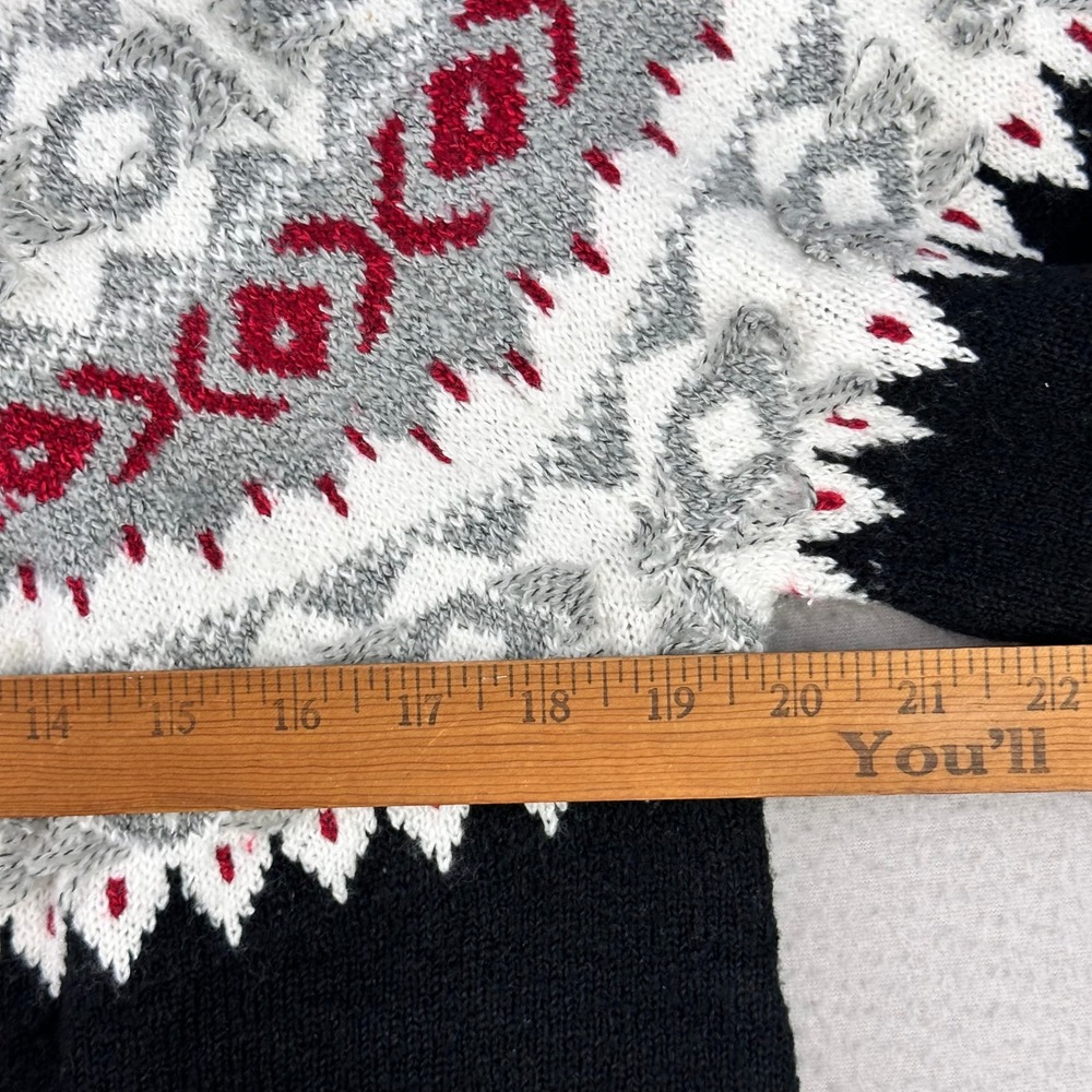 J.Jill Sweater Women M Black Red Nordic Pullover Fair Isle Mock Neck Holiday - Picture 6 of 8